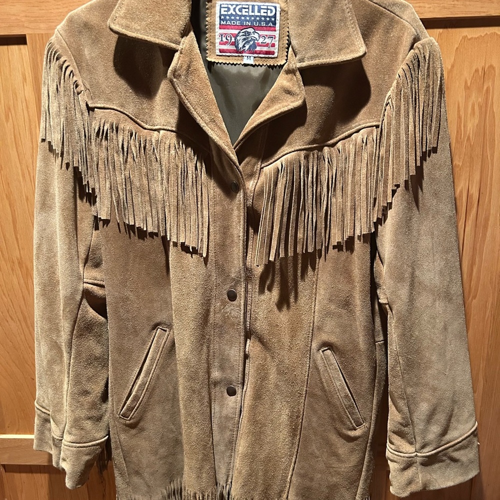 Excelled Women's Tan Suede Fringe Jacket NEW NEVER WORN